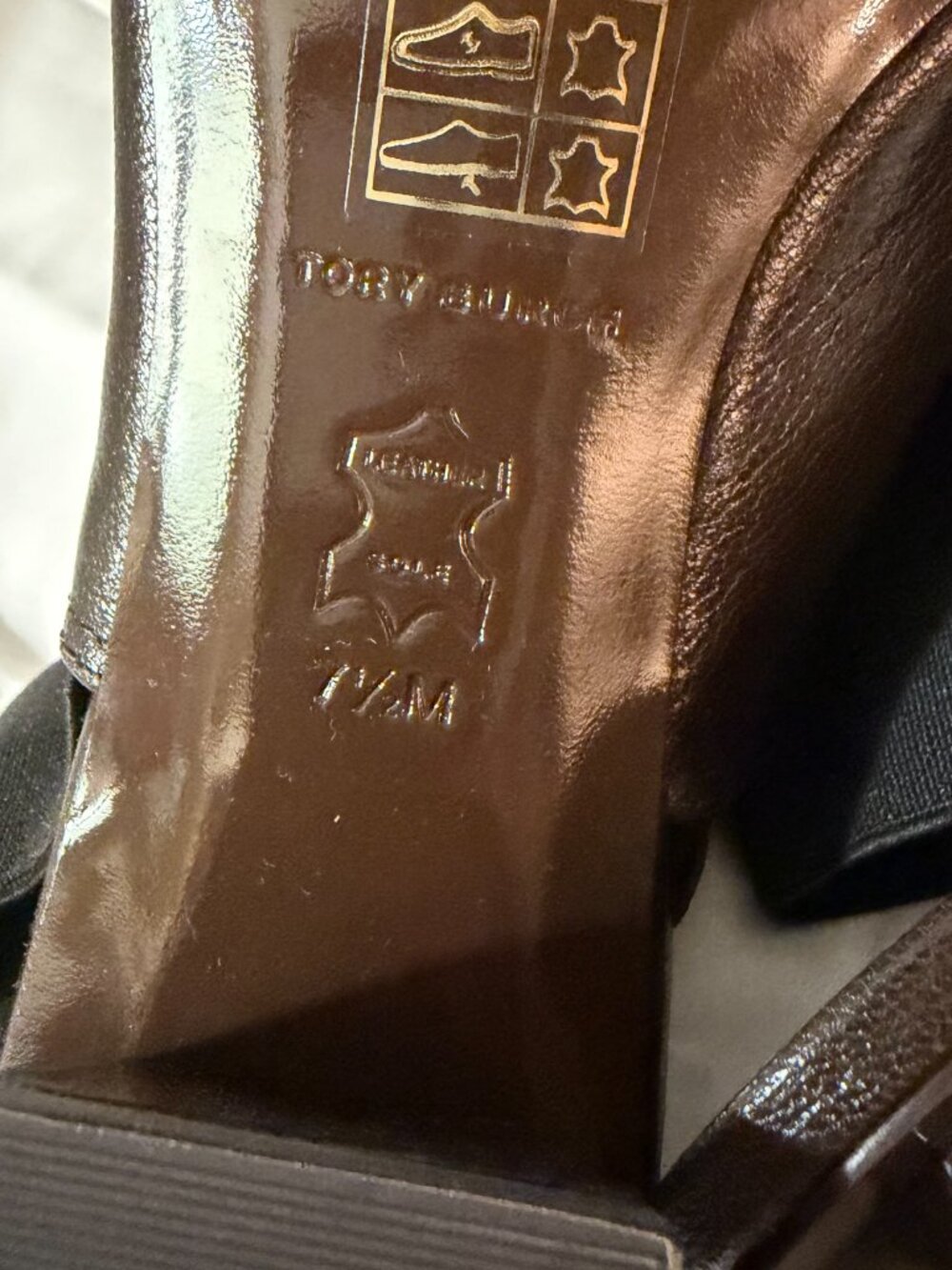 Tory Burch Square-Toe Brown Leather Slingback Mules Size 7.5 NWOT - Picture 2 of 7